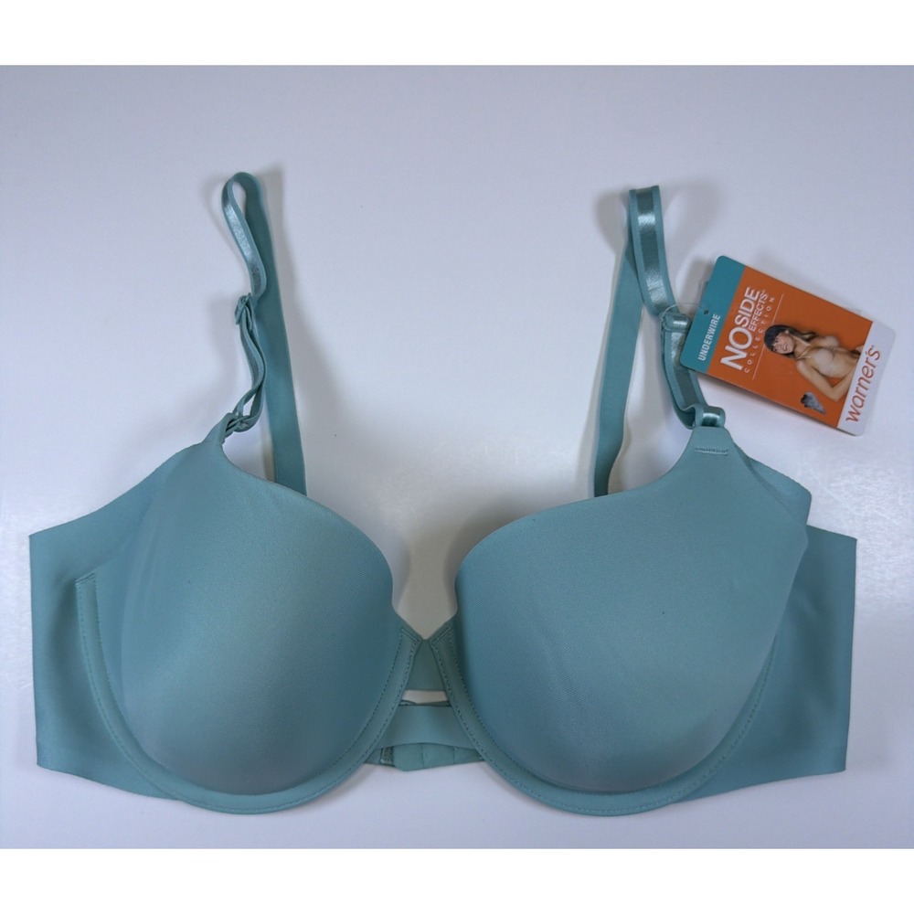 Warners No Side Effects Bra 36C Underwire Satin Padded Cups Back Smoothing 01356